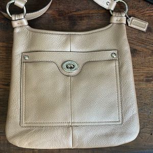 Coach 10 x 11 tan metallic bag with matching wallet